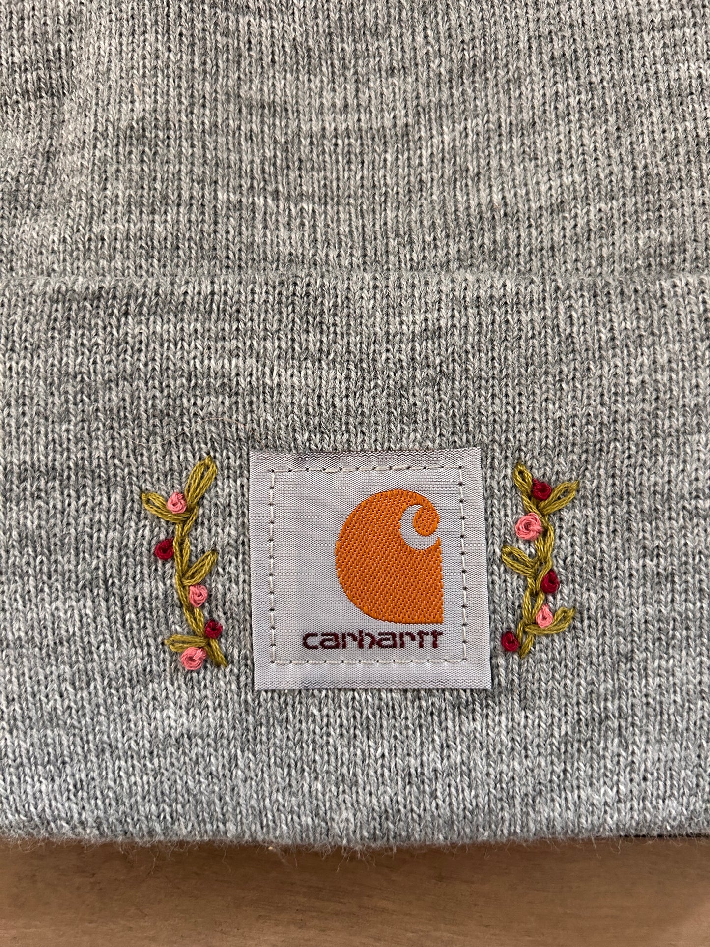 Embroidered Carhartt Beanie - Light Gray