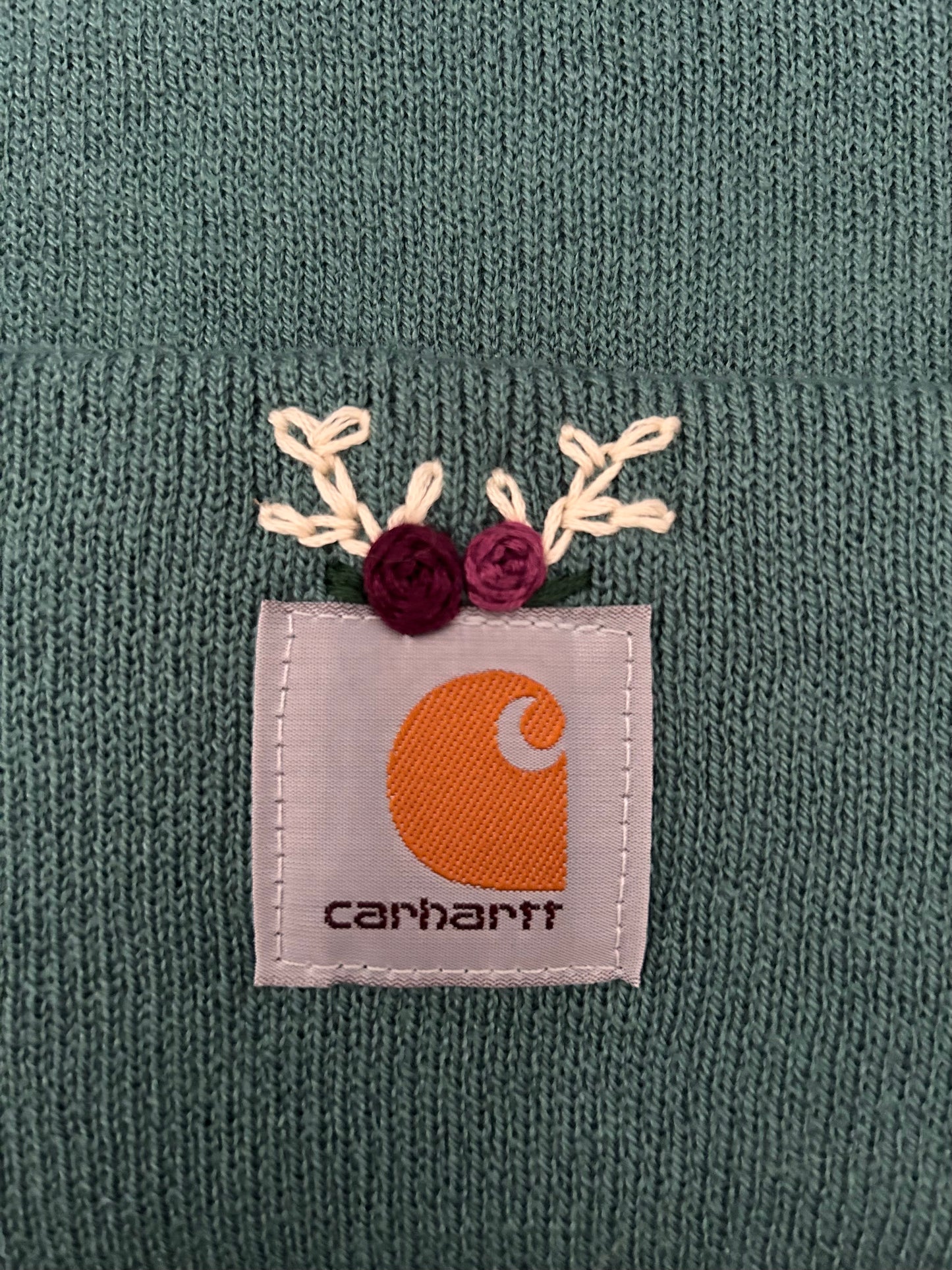 Embroidered Carhartt Beanie - Seafoam