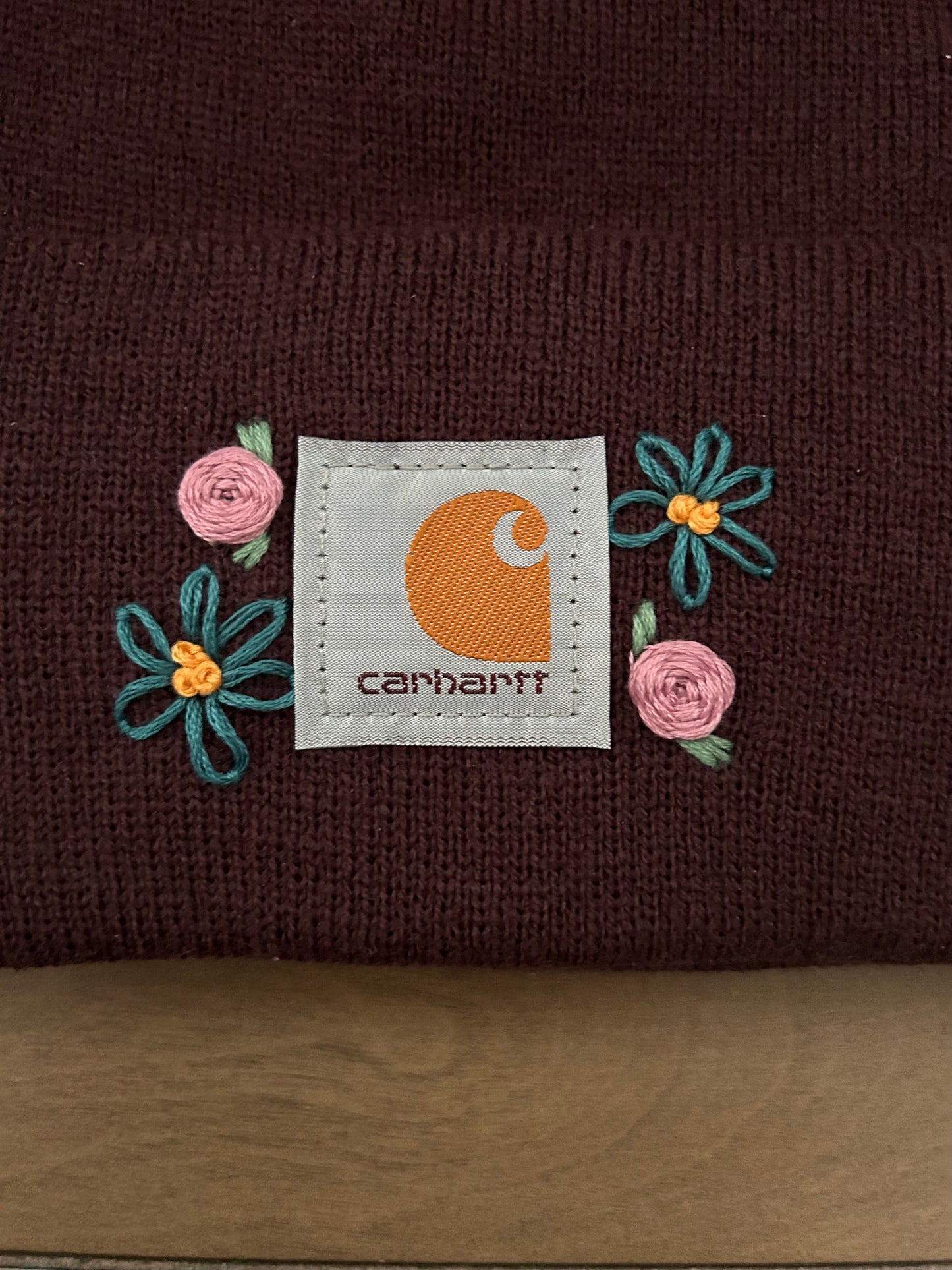 Embroidered Carhartt Beanie - Dark Brown