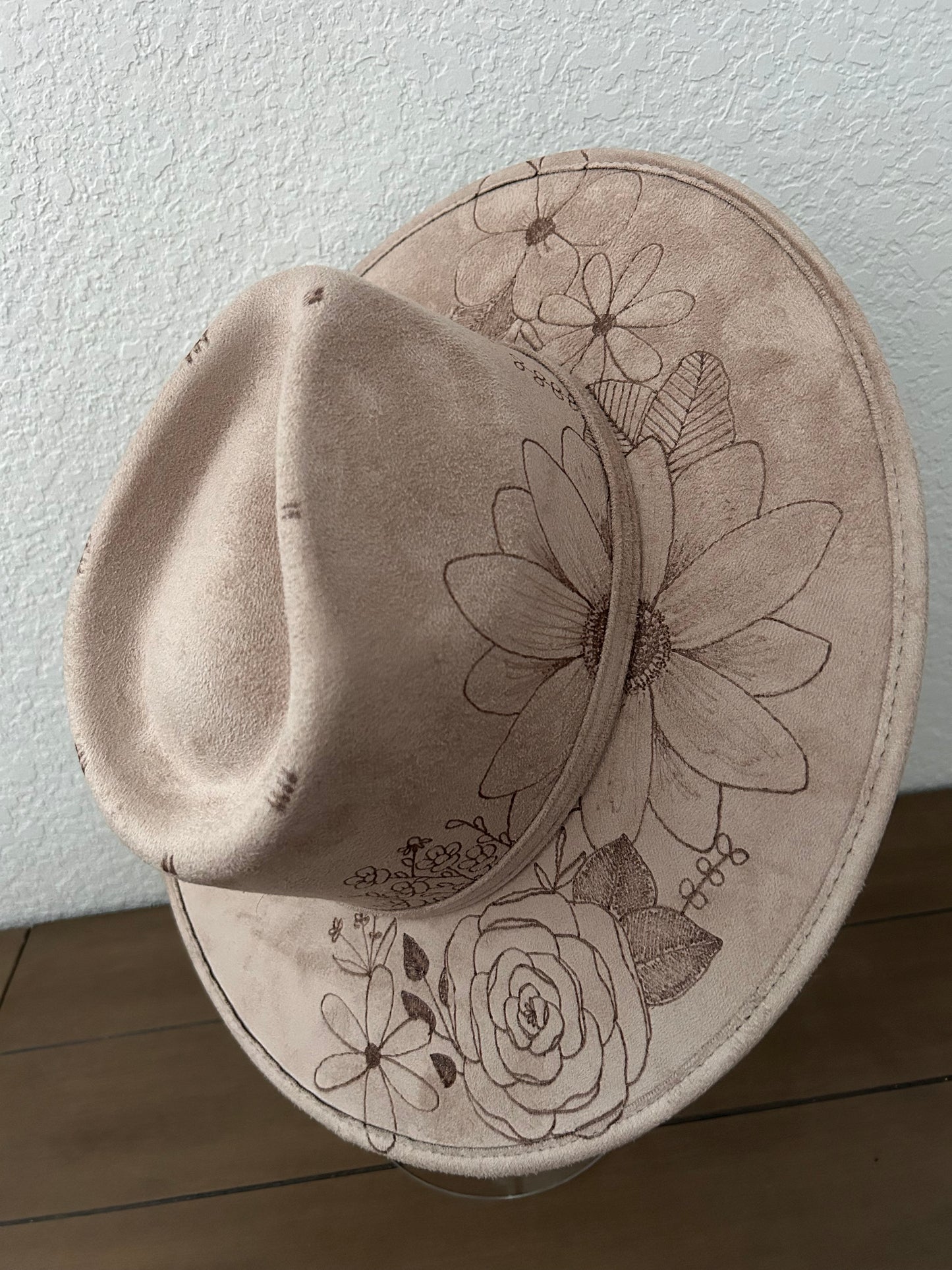 Floral Burned Hat - Taupe *Large