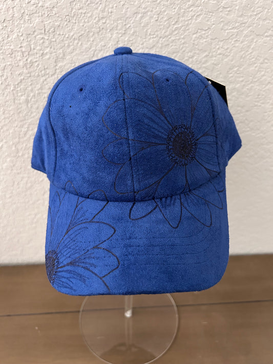Floral Burned Baseball Cap - Royal Blue
